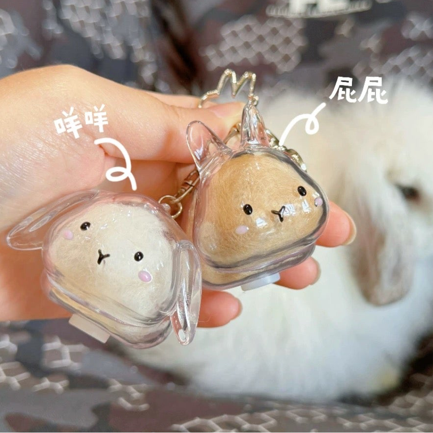 Rabbit Fur Keepsake Keychain