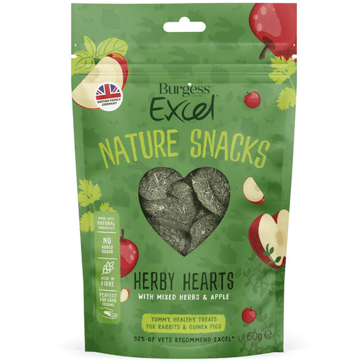 Burgess Excel Nature Snacks Herby Hearts Treats 60g